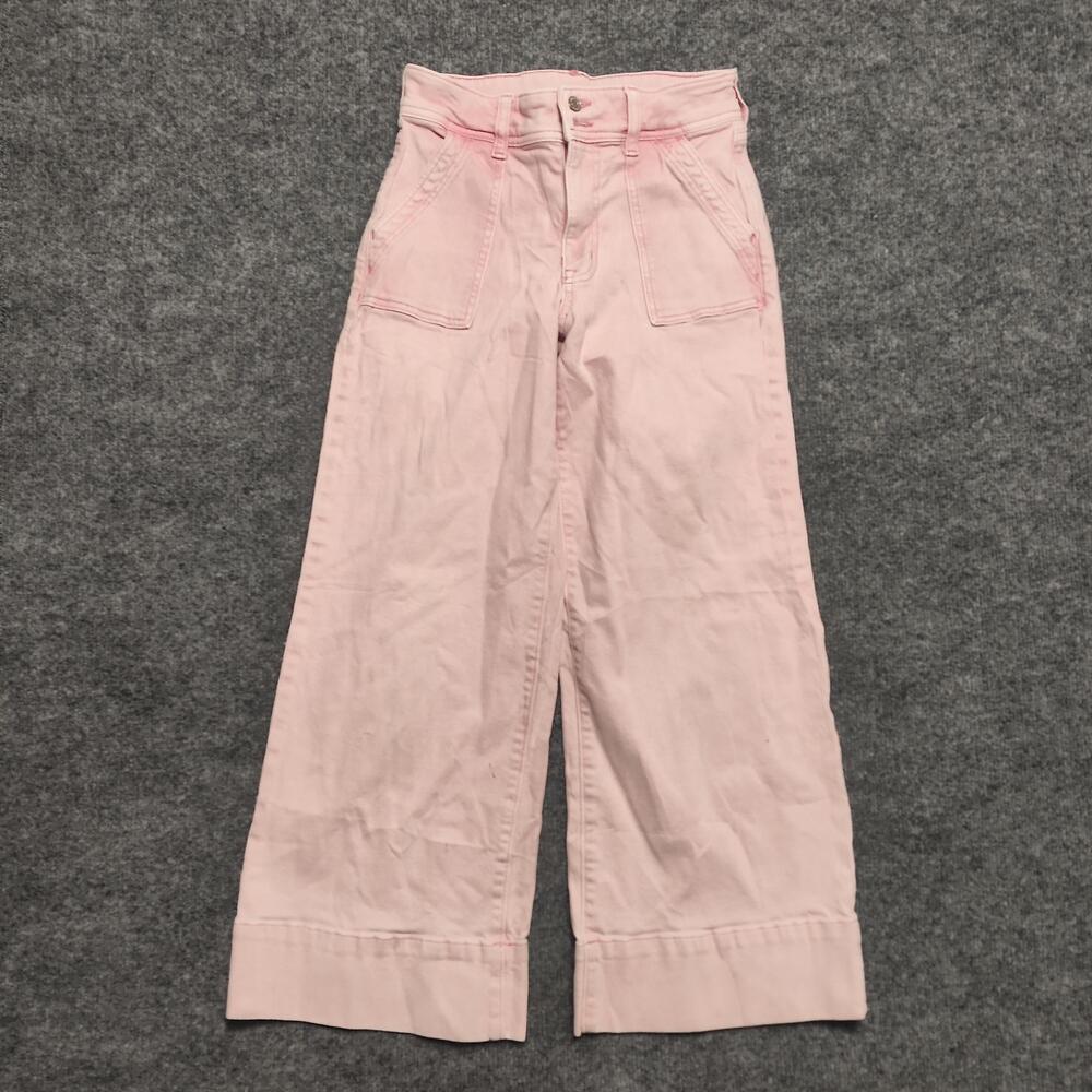 Gap Kids High Stride Ankle Pants Kids 14 Pink High Rise Wide Leg Denim Casual